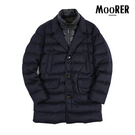 【SALE】【40％OFF】 ムーレー MOORER COSTANZO-LS9 コスタンツォ ダウンチェスターコート 3Bシングルブレスト スタンドカラー 着脱可能フロントライナー 秋冬 メンズ アウター ウール カシミヤ ネイビー イタリア ブランド MADE IN ITALY