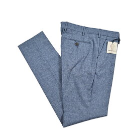 【新春初売り】【半額以下】 ベルウィッチ BERWICH MORELLO モレロ シルク混スラックス ノータック パンツ 春夏 メンズ ヴァージンウール コットン シルク ナチュラルストレッチ ブルー イタリア ブランド MADE IN ITALY