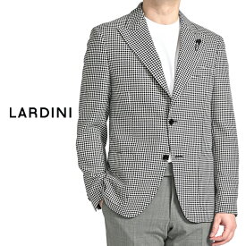 【SALE】 ラルディーニ LARDINI 【2025年 春夏新作】 ICONIC アイコニック テーラードジャケット 2Bシングル ピークドラペル 春夏 メンズ ウール コットン ギンガムチェック ブラック ブートニエール イタリア ブランド MADE IN ITALY