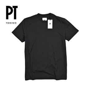 【P10倍】 ピーティートリノ PT TORINO 【2025-26年 秋冬新作】 シルク混 Tシャツ クルーネック カットソー 半袖 メンズ シルク コットン ナチュラルストレッチ ブラック 黒 イタリア ブランド PT01 MADE IN ITALY