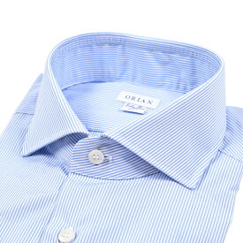 【秋冬先行セール】【P10倍】 オリアン ORIAN 【2025-26年 秋冬新作】 ドレスシャツ ワイシャツ ホリゾンタルカラー 長袖 メンズ Extra Slim Fit エクストラスリムフィット コットン 100% ストライプ ブルー イタリア ブランド