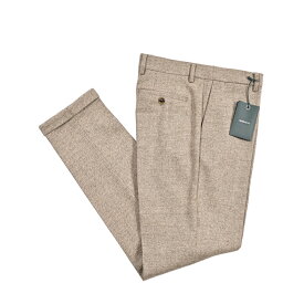 【新春初売り】【半額以下】 ベルウィッチ BERWICH YRETRO LONG レトロ スラックス ノータック パンツ 秋冬 メンズ ウール 100% ヘリンボーン ライトブラウン イタリア ブランド MADE IN ITALY