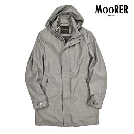 【春夏先行セール】【半額以下】 ムーレー MOORER PETRARCA-PUM フード付 スタンドカラーコート レインコート フライフロント 春夏 秋 3シーズン メンズ ライトアウター ACQUA PROOF 防水透湿ポリエステル グレー イタリア ブランド MADE IN ITALY