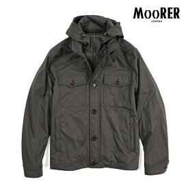 【SALE】【40％OFF】 ムーレー MOORER DEMIN-ADS フィールドジャケット フーディー ブルゾン 秋冬 春 3シーズン メンズ ライトアウター ACQUA PROOF 防水透湿 ストレッチポリエステル グレー イタリア ブランド MADE IN ITALY