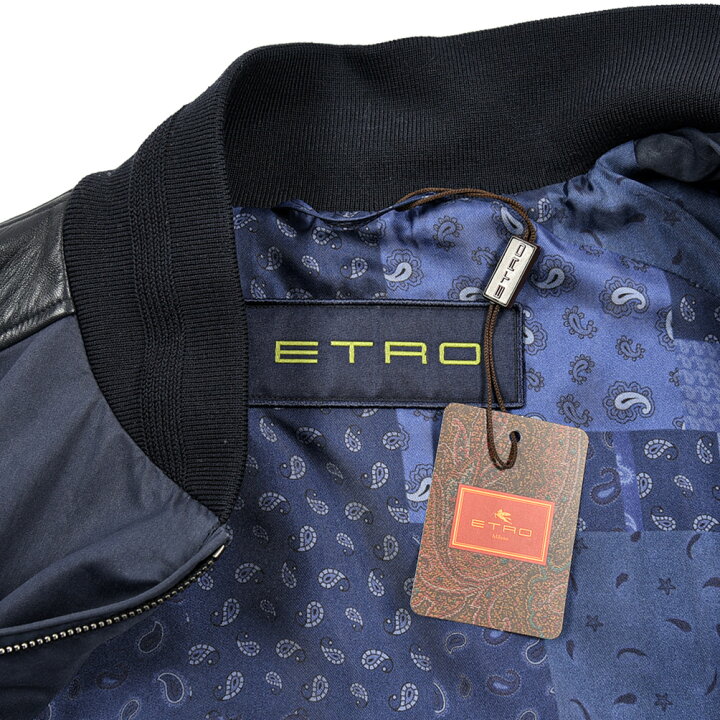 楽天市場】エトロ ETRO 異素材コンビ レザージャケット ブルゾン 