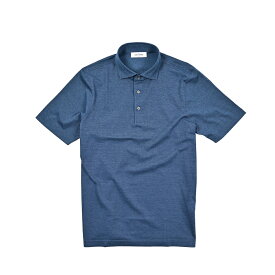【SALE】 グランサッソ GRAN SASSO 【2025年 春夏新作】 鹿の子ポロシャツ 半袖 春夏 メンズ コットン100％ ナチュラルストレッチ ハイゲージ 微光沢 カノコ ピケ 台襟ポロ ドレスポロ ブルー イタリア ブランド MADE IN ITALY