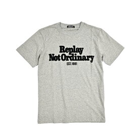 【半額以下】【70％OFF】 リプレイ REPLAY ロゴ Tシャツ カットソー 半袖 クルーネック メンズ コットン 100% グレー イタリア ブランド