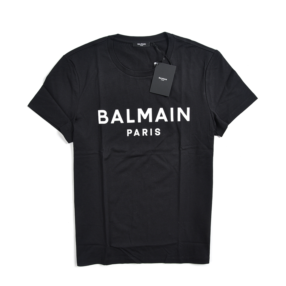 【SALE】 バルマン BALMAIN Balmain Paris ロゴ プリント Tシャツ 半袖 クルーネック 春夏 メンズ コットン 100％ ブラックのサムネイル