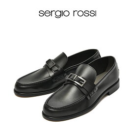 【SALE】【半額以下】 セルジオ ロッシ SERGIO ROSSI GRUPPO グルッポ バックルローファー モカシン スリッポン ラウンドトゥ ローカット シューズ メンズ レザー ブラック イタリア ブランド MADE IN ITALY