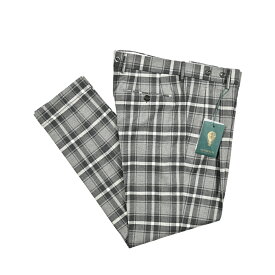 【ファイナルクリアランス】【半額以下】 ベルウィッチ BERWICH BARBER 2P バーバー スラックス ツータック パンツ ストレッチ 秋冬 メンズ ヴァージンウール コットン タータンチェック グレー イタリア ブランド MADE IN ITALY