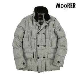 【SALE】 ムーレー MOORER SIRO-IL ダウンジャケット スタンドカラー ダブルブレスト 秋冬 メンズ アウター カシミヤ 100% グレー イタリア ブランド MADE IN ITALY