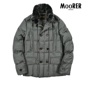 【SALE】 ムーレー MOORER SIRO-L ダウンコート ダブルブレスト 秋冬 メンズ アウター ヴァージンウール カシミヤ グレー イタリア ブランド MADE IN ITALY