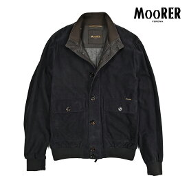 【P10倍】 ムーレー MOORER 【2026年 春夏新作】 CARLOS-URP スエード レザージャケット ボンバージャケット パンチングレザー ブルゾン 春夏 メンズ アウター ラムレザー 100% ネイビー イタリア ブランド MADE IN ITALY