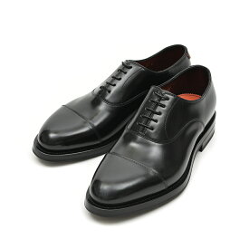 【SALE】 サントーニ Santoni オックスフォード レースアップシューズ アンティークドレザー メンズ ブラック ラウンドトゥ 内羽根式 ラバーソール グッドイヤーウェルト製法 イタリア ブランド MADE IN ITALY