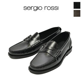 【SALE】【半額以下】 セルジオ ロッシ SERGIO ROSSI sr SIGNATURE エスアール シグネチャー コインローファー ローカット シューズ メンズ レザー ブラック ブラウン 2色展開 イタリア ブランド MADE IN ITALY