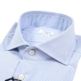 【秋冬先行セール】【P10倍】 オリアン ORIAN 【2025-26年 秋冬新作】 ドレスシャツ ワイシャツ ホリゾンタルカラー 長袖 メンズ Slim Fit スリムフィット コットンストレッチ ストライプ ブルー イタリア ブランド MADE IN ITALY