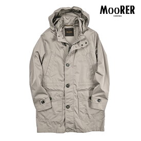 【春夏先行セール】【半額以下】 ムーレー MOORER TORINO-WK スタンドカラーコート レインコート フード付き 春夏 メンズ ライトアウター ACQUA RESISTANT 撥水透湿 ポリエステル 100% グレージュ イタリア ブランド MADE IN ITALY