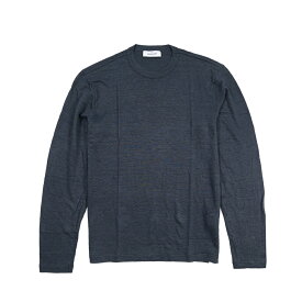 【SUMMER SALE】【P20倍】 グランサッソ GRAN SASSO 【2026年 春夏新作】 長袖 麻 ニットTシャツ ロンT カットソー クルーネック 春夏 メンズ リネン 100% ネイビー イタリア ブランド MADE IN ITALY