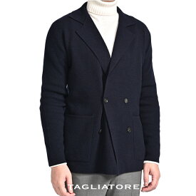 【クリアランス】【40％OFF】 タリアトーレ TAGLIATORE 【2025-26年 秋冬新作】 ニットジャケット 4Bダブルブレスト ハイゲージ 長袖 秋冬 春 3シーズン メンズ ヴァージンウール ポリアミド ネイビー イタリア ブランド MADE IN ITALY
