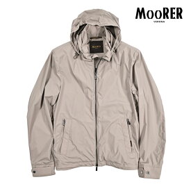 【クーポンで半額】 ムーレー MOORER DUCCIO-SKT フード付き ジップアップブルゾン スタンドカラージャケット 春夏 秋 3シーズン メンズ ライトアウター ACQUA PROOF 防水透湿 ストレッチナイロン グレージュ イタリア ブランド MADE IN ITALY