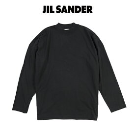 ジルサンダー JIL SANDER 【2026-27年 秋冬新作】 BOXY FIT ボクシーフィット モックネック ジャージーTシャツ ロンT カットソー ドロップショルダー 長袖 メンズ コットン 100% ブラック イタリア ブランド