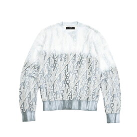 アミリ AMIRI ニットセーター クルーネック ミドルゲージ 長袖 秋冬 春 3シーズン メンズ コットン ポリエステル 総柄 ブルーグレー アメリカ ブランド MADE IN ITALY