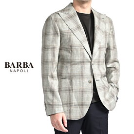 【SALE】 バルバ BARBA 【2026年 春夏新作】 JACKET PL カシミヤ混 テーラードジャケット 2Bシングル 春夏 メンズ ヴァージンウール カシミヤ チェック グレー MADE IN ITALY