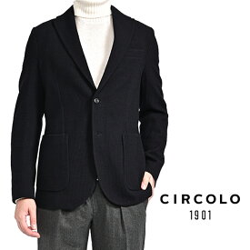 【クリアランス】【40％OFF】 チルコロ CIRCOLO 1901 【2025-26年 秋冬新作】 テーラードジャケット イージーブレザー 2Bシングル 秋冬 メンズ ヴァージンウール ストレッチ 織柄 ダークネイビー イタリア ブランド