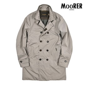 【クーポンで半額】 ムーレー MOORER SC-MORANDI-KM トレンチコート セミダブルブレスト 春夏 秋 3シーズン メンズ ライトアウター 撥水 形状記憶 高密度ポリエステル グレージュ イタリア ブランド MADE IN ITALY