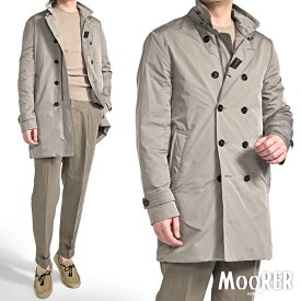 【春夏先行セール】【半額以下】 ムーレー MOORER SC-MORANDI-KM トレンチコート セミダブルブレスト 春夏 秋 3シーズン メンズ ライトアウター 撥水 形状記憶 高密度ポリエステル グレージュ イタリア ブランド MADE IN ITALY