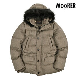 【SALE】 ムーレー MOORER PHILIP-IL ダウンジャケット スタンドカラー ファーフーディー 秋冬 メンズ アウター Loro Piana RAIN SYSTEM カシミヤ 100% ベージュ イタリア ブランド MADE IN ITALY