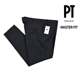 【クリアランス】【半額以下】 ピーティートリノ PT TORINO MASTER FIT マスターフィット スラックス ワンタック 1プリーツ パンツ 春夏 メンズ ヴァージンウール ストレッチ ネイビー イタリア ブランド PT01