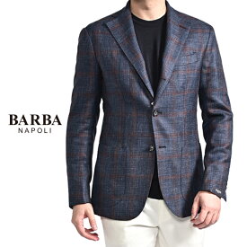 【SALE】 バルバ BARBA 【2026年 春夏新作】 JACKET JIMMY テーラードジャケット 段返り3Bシングル 春夏 メンズ ヴァージンウール シルク リネン チェック ネイビー MADE IN ITALY