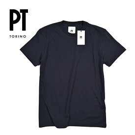 【P10倍】 ピーティートリノ PT TORINO 【2025-26年 秋冬新作】 シルク混 Tシャツ クルーネック カットソー 半袖 メンズ シルク コットン ナチュラルストレッチ ネイビー イタリア ブランド PT01 MADE IN ITALY