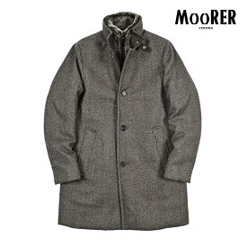 【半額以下】 ムーレー MOORER BOND-FUR-HD ダウンコート スタンドカラー 取り外し可能ファー 秋冬 メンズ アウター ヴァージンウール 100％ ヘリンボーン ブラウン イタリア ブランド MADE IN ITALY