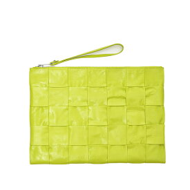 【半額以下】 ボッテガヴェネタ BOTTEGA VENETA ラージ カセット ポーチ クラッチバッグ リストレット付き メンズ イントレチャート ナッパレザー ライムイエロー イタリア ブランド MADE IN ITALY