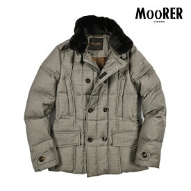 【SALE】 ムーレー MOORER SIRO-L ダウンコート ダブルブレスト スタンドカラー 取り外し可能ファー 秋冬 メンズ アウター ヴァージンウール カシミヤ ベージュ イタリア ブランド MADE IN ITALY