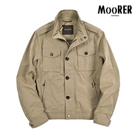 【クーポンで半額】 ムーレー MOORER BARALDI-S1 フィールドジャケット スタンドカラーブルゾン 春夏 秋 3シーズン メンズ ライトアウター ACQUA RESISTANT 撥水透湿 高機能コットン キャンバス ベージュ イタリア ブランド MADE IN ITALY