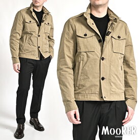 【春夏先行セール】 ムーレー MOORER BARALDI-S1 フィールドジャケット スタンドカラーブルゾン 春夏 秋 3シーズン メンズ ライトアウター ACQUA RESISTANT 撥水透湿 高機能コットン キャンバス ベージュ イタリア ブランド MADE IN ITALY