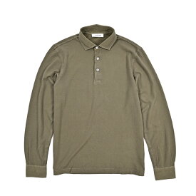 【半額以下】 グランサッソ GRAN SASSO 【2025年 春夏新作】 長袖 鹿の子ポロシャツ 春夏 秋 3シーズン メンズ 台襟ポロ カノコ ピケ ナチュラルストレッチ コットン 100% カーキグリーン イタリア ブランド MADE IN ITALY