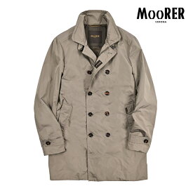 【春夏先行セール】【半額以下】 ムーレー MOORER SC-MORANDI-KM トレンチコート セミダブルブレスト 春夏 秋 3シーズン メンズ ライトアウター 撥水 形状記憶 高密度ポリエステル グレージュ イタリア ブランド MADE IN ITALY