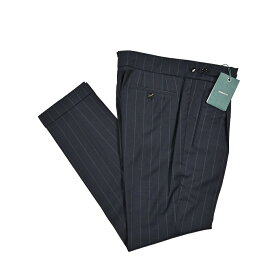 【サマーSALE】 ベルウィッチ BERWICH RETRO GURKHA 1P レトロ グルカパンツ サマーウール スラックス ワンタック 春夏 メンズ ヴァージンウール 100% ベルトレス ストライプ ネイビー イタリア ブランド MADE IN ITALY