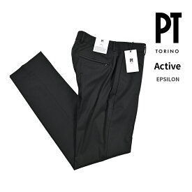 【新春初売り】【半額以下】 ピーティートリノ PT TORINO 【2025-26年 秋冬新作】 Active アクティブ EPSILON イプシロン スラックス ノータック パンツ 秋冬 春 3シーズン メンズ 高機能ウールストレッチ ブラック