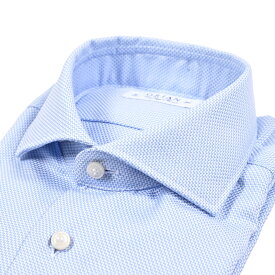 【クリアランス】【半額以下】 オリアン ORIAN 【2025-26年 秋冬新作】 Vintage Classic ヴィンテージ クラシック ドレスシャツ ワイシャツ ホリゾンタルカラー 長袖 メンズ コットン 100% 総柄 ブルー イタリア ブランド