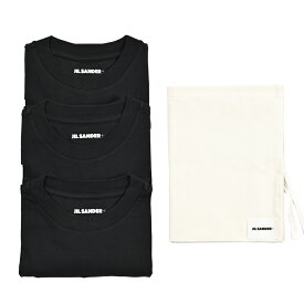 【P10倍】 ジルサンダー JIL SANDER 【2026年 春夏新作】 3パックTシャツ クルーネック 半袖 春夏 メンズ ナチュラルストレッチ コットン 100% ブランドロゴ ブラック 3枚セット 保存袋付 イタリア ブランド