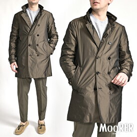 【春夏先行セール】【半額以下】 ムーレー MOORER SC-MORANDI-KM トレンチコート セミダブルブレスト 春夏 秋 3シーズン メンズ ライトアウター 撥水 形状記憶 高密度ポリエステル ブラウン イタリア ブランド MADE IN ITALY