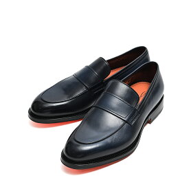 【半額以下】 サントーニ Santoni ペニー ローファー アンティークドレザー メンズ ネイビー グッドイヤーウェルト製法 シューズ レザーソール イタリア ブランド MADE IN ITALY