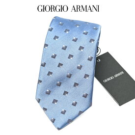 【SALE】【P20倍】 ジョルジオ アルマーニ GIORGIO ARMANI ネクタイ オールシーズン メンズ シルク 100% 小紋柄 ライトブルー イタリア ブランド HAND MADE IN ITALY ビジネス ギフト プレゼント ラッピング無料