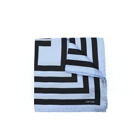 【クリアランス】【半額以下】 トムフォード TOM FORD ポケットチーフ メンズ シルク 100% 幾何柄 スクエア ブルー ブラック イタリア ブランド MADE IN ITALY フォーマル パーティー 結婚式 ギフト プレゼント