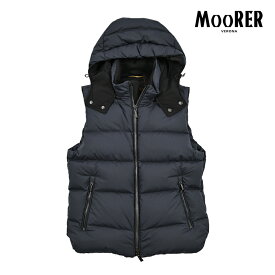 【スーパーSALE】 ムーレー MOORER FIRE-SKT ダウンベスト フーディー 秋冬 春 3シーズン メンズ アウター ポリエステル 100% ネイビー イタリア ブランド MADE IN ITALY